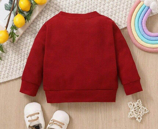 Baby boys' burgundy waffle knit rainbow long-sleeve top - MARIGOLD