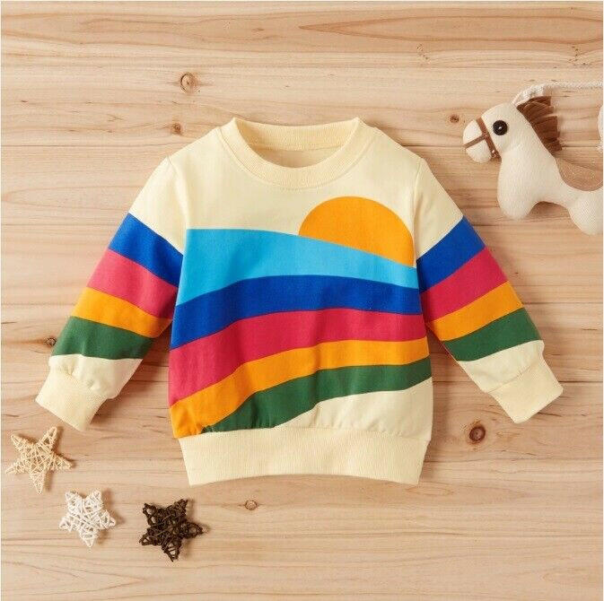 size 18-24 months new girls top rainbow sun yellow girls long sleeve top-1 left - MARIGOLD