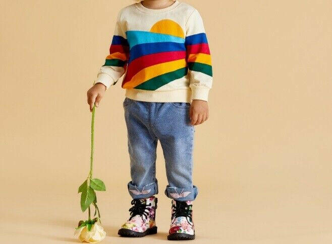 size 18-24 months new girls top rainbow sun yellow girls long sleeve top-1 left - MARIGOLD