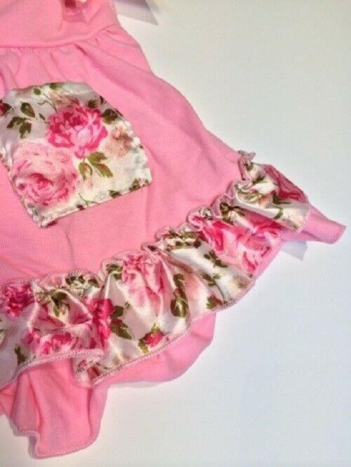 size 1 Year toddler girls top & bloomers pink floral ruffle top & bloomers - MARIGOLD