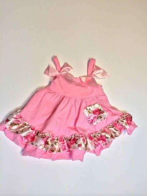 size 1 Year toddler girls top & bloomers pink floral ruffle top & bloomers - MARIGOLD