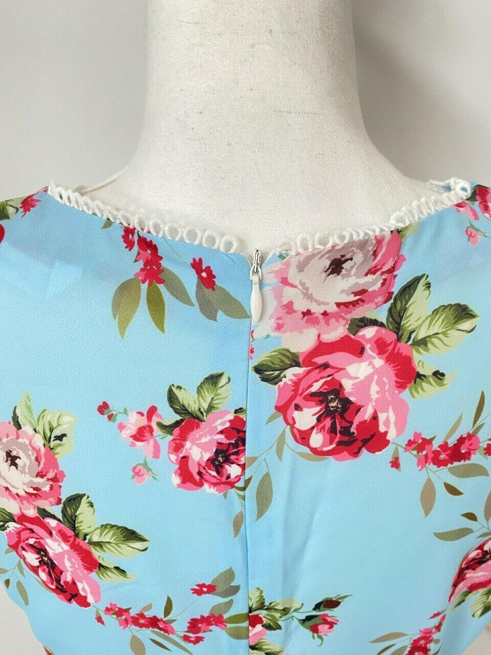 Size 10 AU New Womens Dress Light Blue Pink Floral High-Low Flutter Sleeve Dress - MARIGOLD