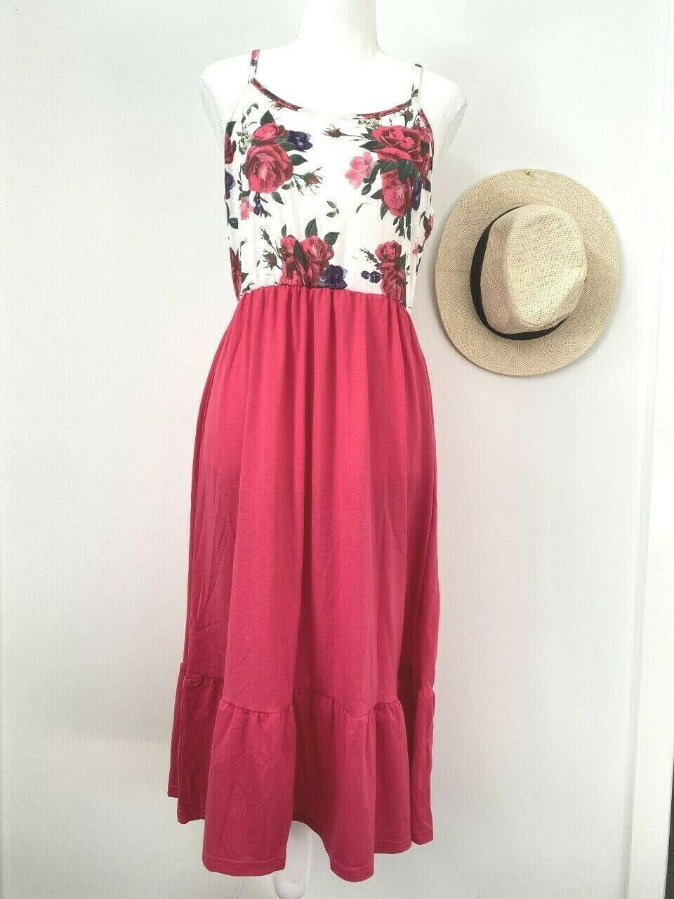 size 12 AUS new womens dress hot pink floral tank womens dress - MARIGOLD