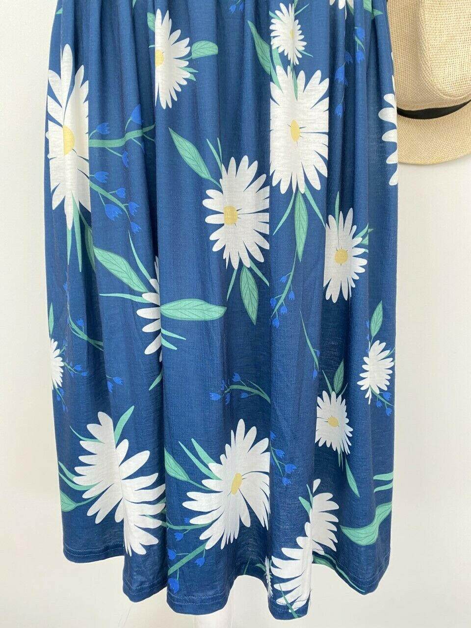 size 12 AUS new womens dress navy blue white daisy floral tank dress - MARIGOLD