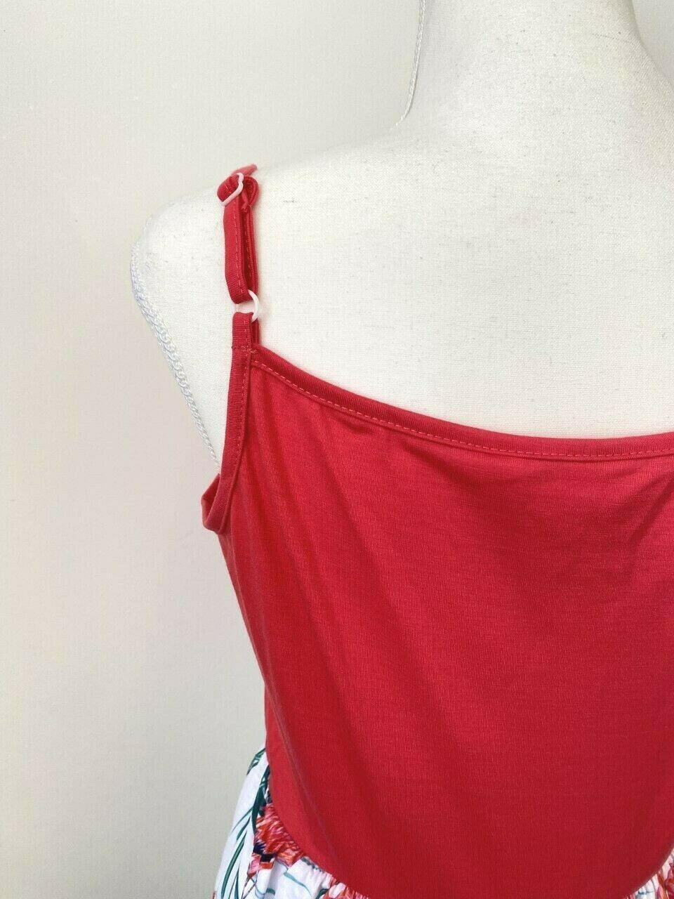 size 12 AUS new womens dress red pink flamingo & palms ruffle high-low dress - MARIGOLD