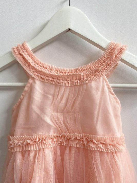 size 1 year new girls dress pretty pink cleo neck lace girls dress party dress - MARIGOLD