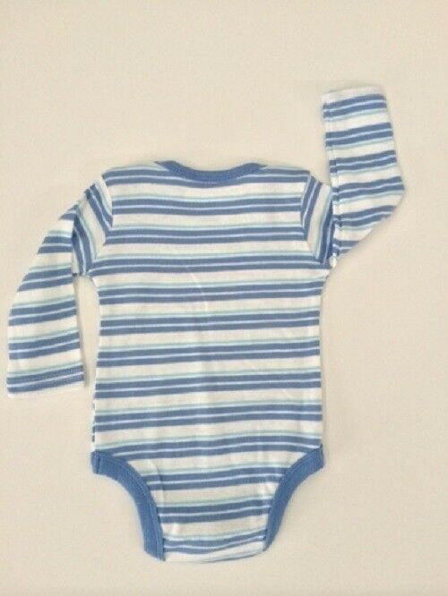 NEW Size 0-3 months Newborn Baby Boys Blue Stripe Bodysuit Romper Baby Clothes - MARIGOLD