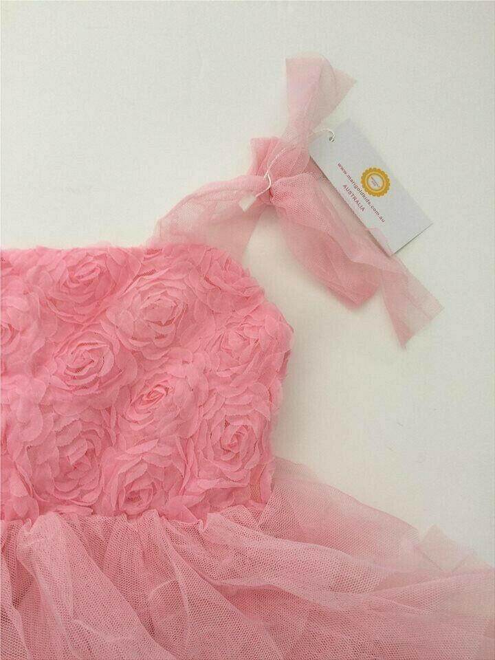 NEW Size 4 years Girls Dress Girls Party Dress Pink Rose Tulle Dress Occasion - MARIGOLD