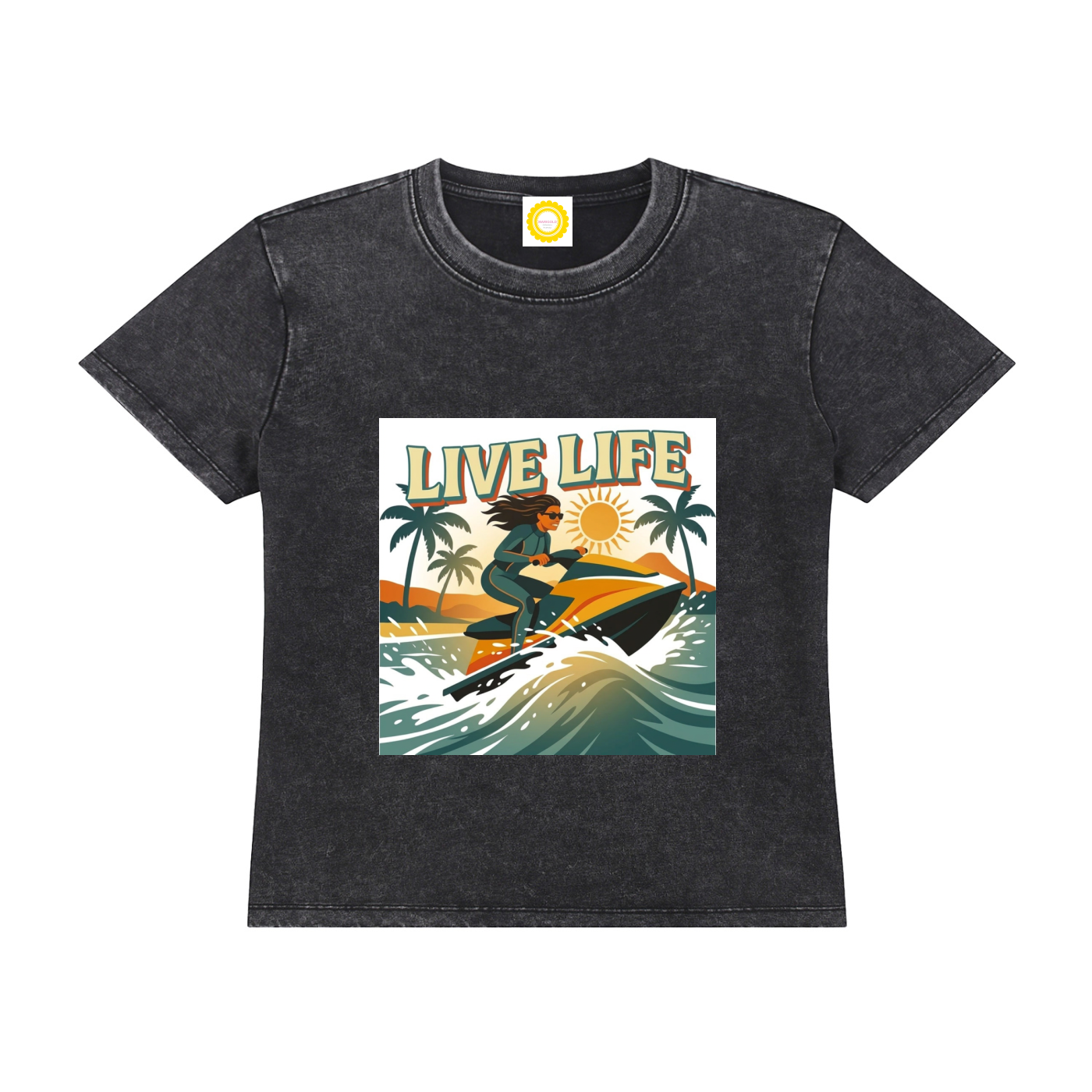'LIVE LIFE' Vintage Wash Drop Shoulder T-shirt - MARIGOLD COLLECTIONS AUSTRALIA