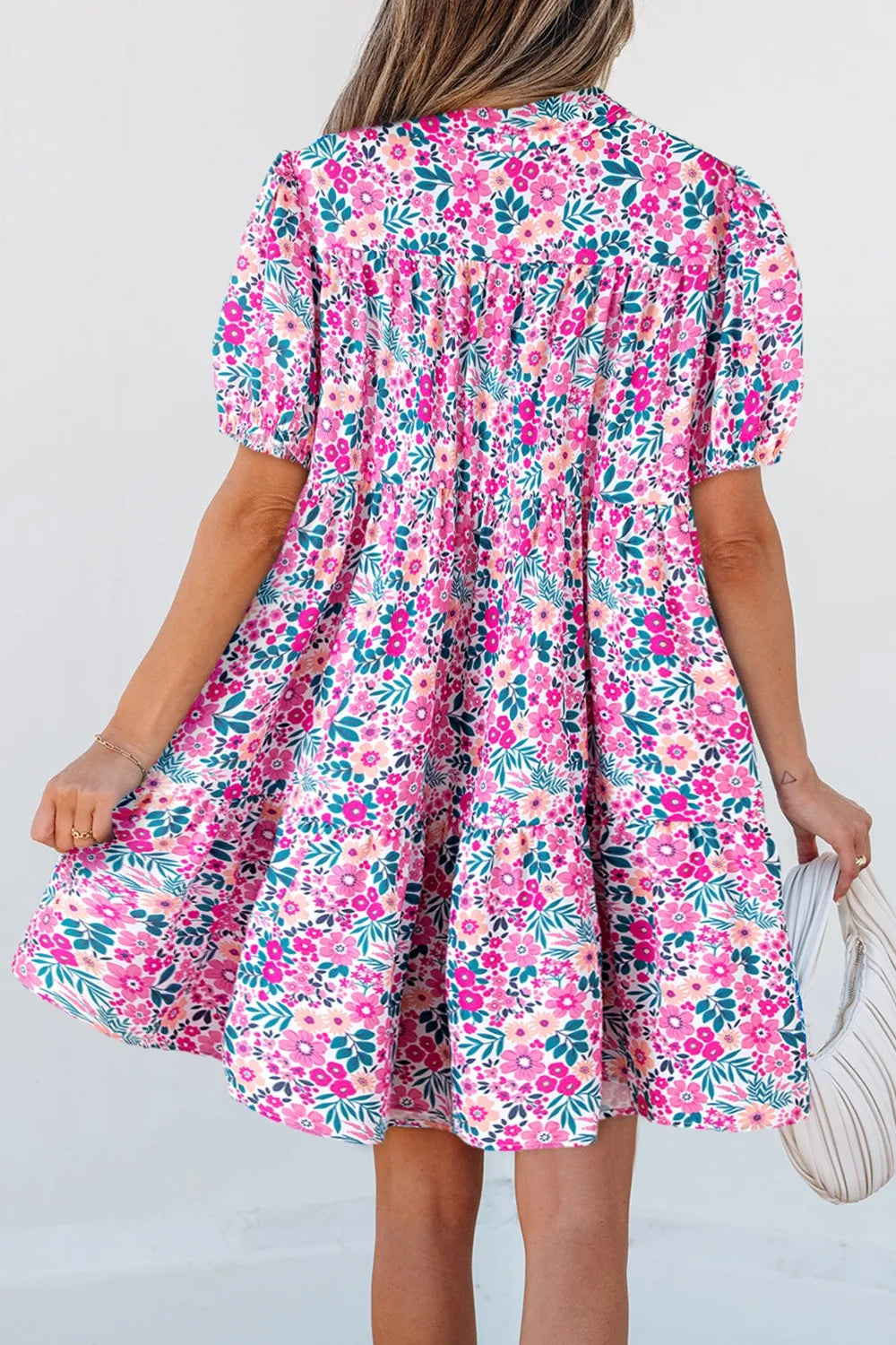 Floral short sleeve mini shirt dress by Marigold Collections Australia, featuring a vibrant pattern and casual fit.