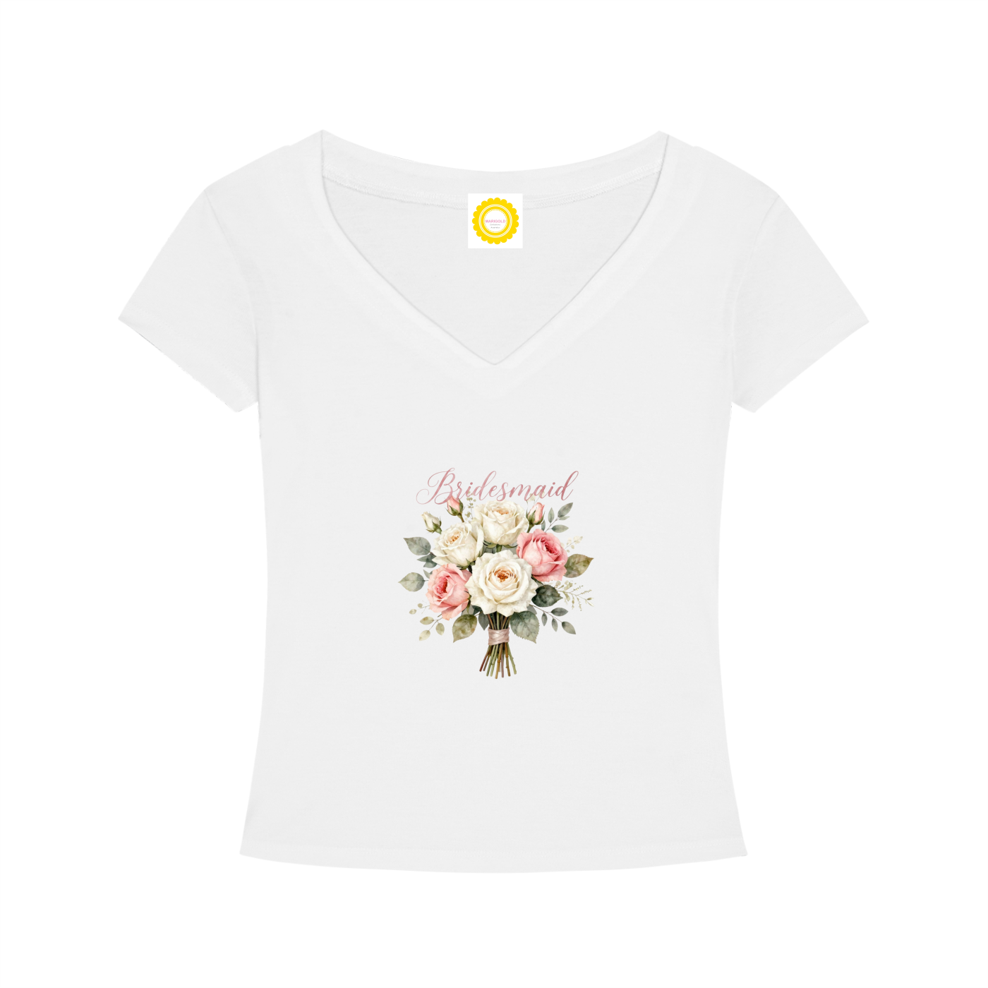 'Bridesmaid' Posy Tencel Slim Fit V-Neck T-Shirt