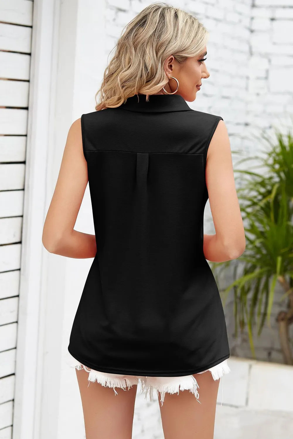 Marigold Collections Australia Johnny collar tank top, sleeveless top with a classic collar, in a casual and stylish design.