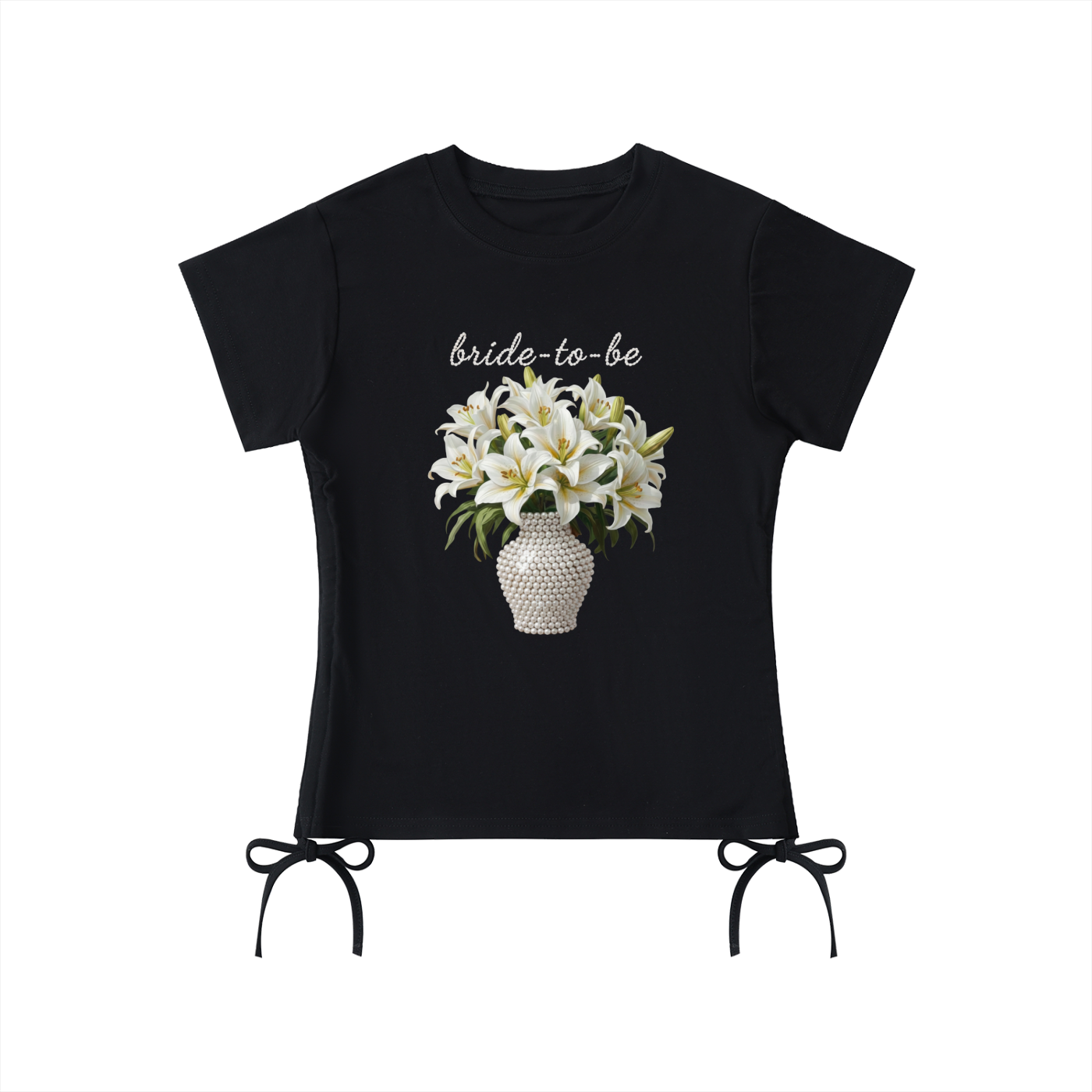 'bride-to-be' pearl & lilies Drawstring T-Shirt - MARIGOLD COLLECTIONS AUSTRALIA