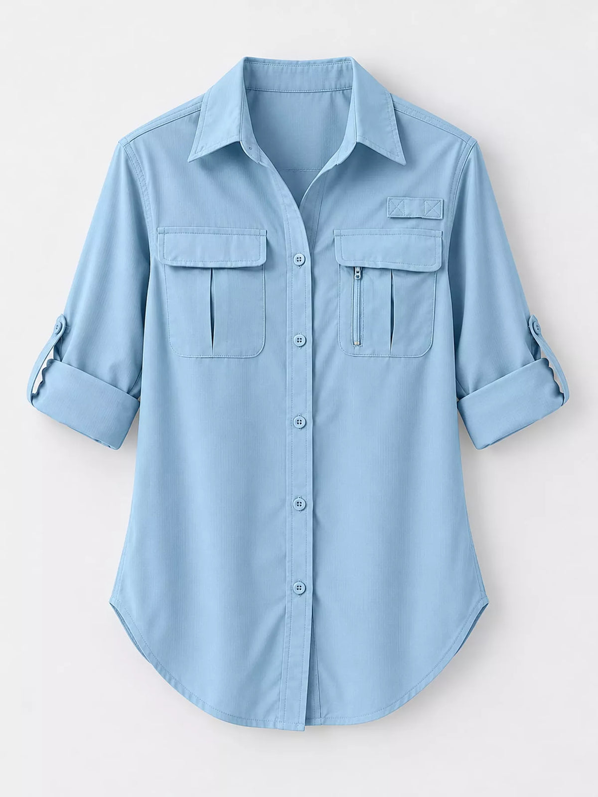 Marigold Collections Australia safari shirt with button-down front and roll-up sleeves, lightweight and casual for outdoor wear.