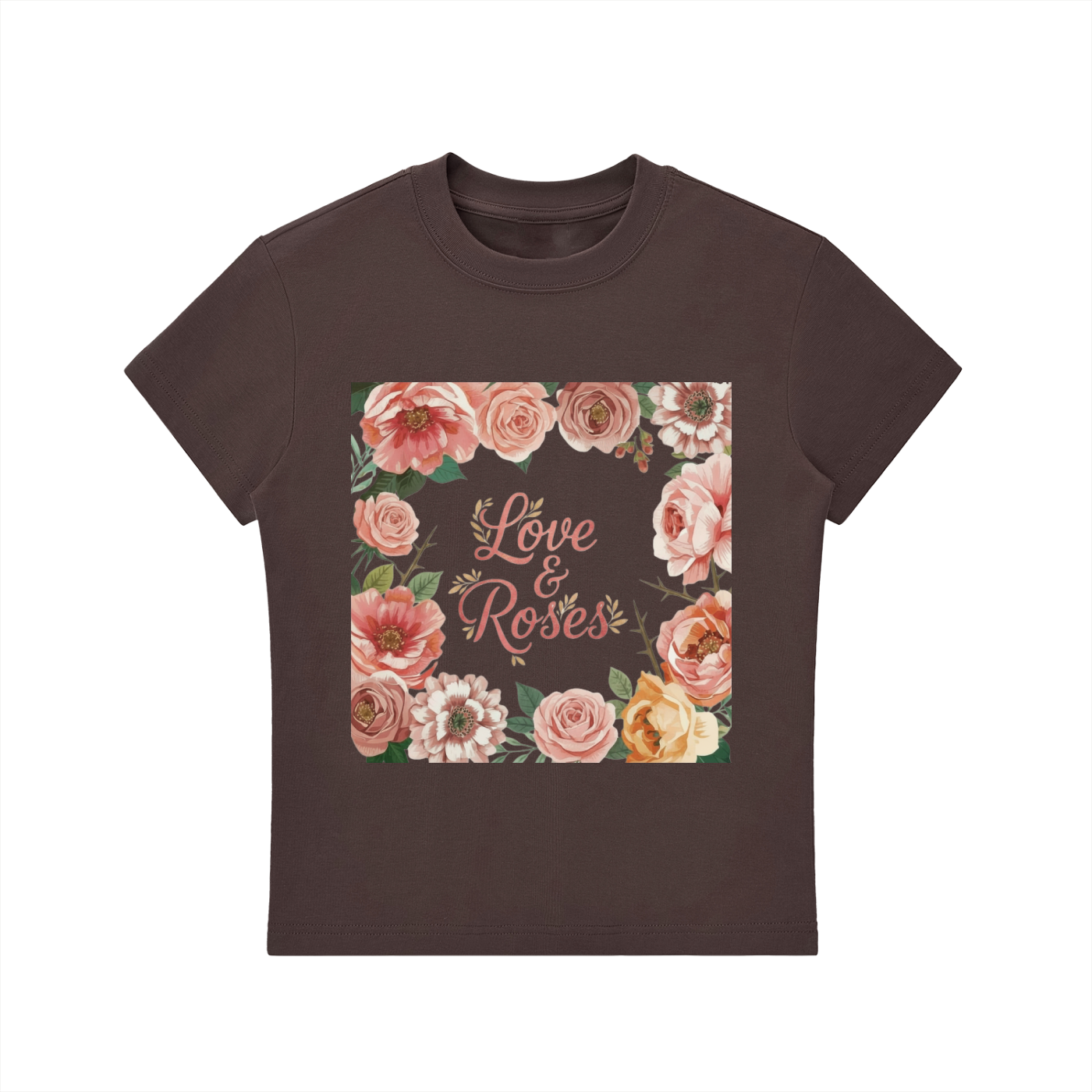 'Love & Roses' Essential Bodycon Crewneck T-Shirt