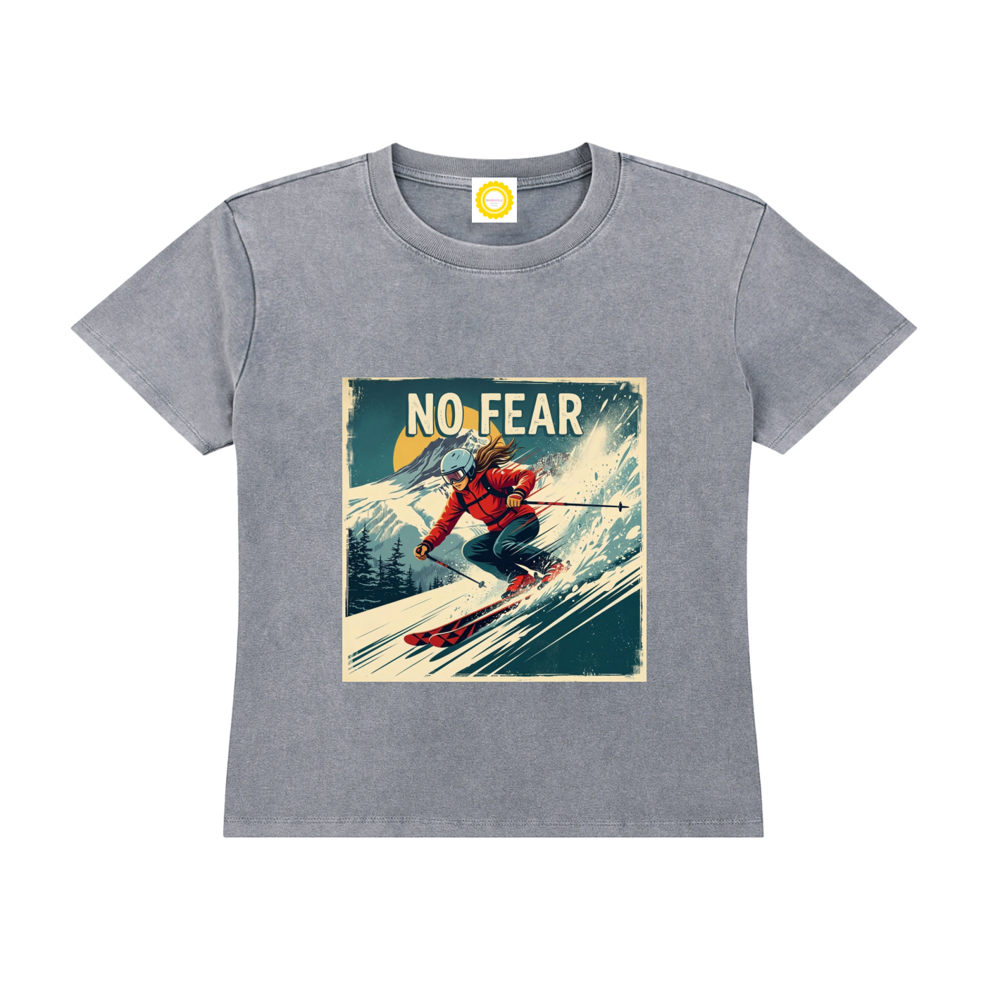 'NO FEAR' ski Vintage Wash Drop Shoulder T-shirt