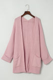 Pink Oversized Fold Over Sleeve Open Front Cardigan