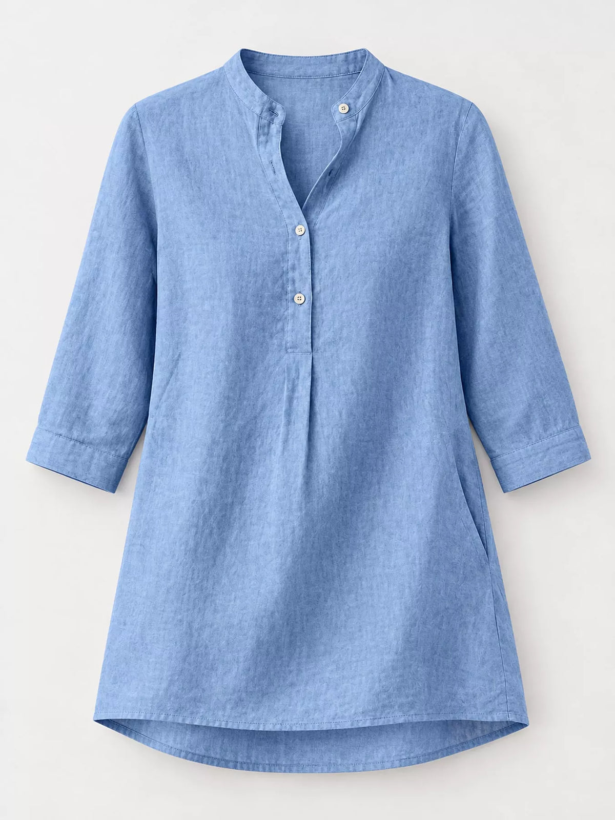 Marigold Collections Australia half button pocketed 3/4 sleeve blouse with soft fabric and stylish design, shown on a hanger.