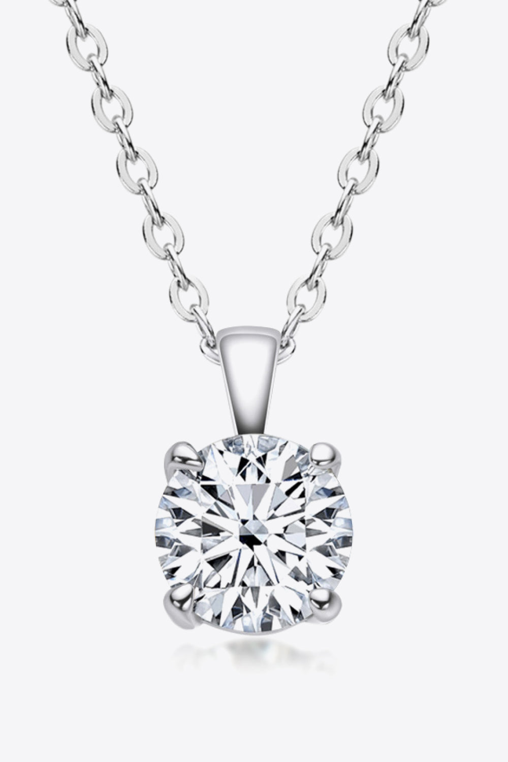 1 Carat Moissanite Necklace 925 Sterling Silver - Minimalist Chain Link Pendant