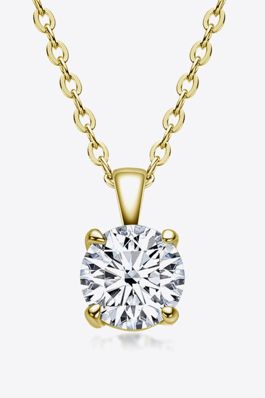 1 Carat Moissanite Necklace 925 Sterling Silver - Minimalist Chain Link Pendant gold plated
