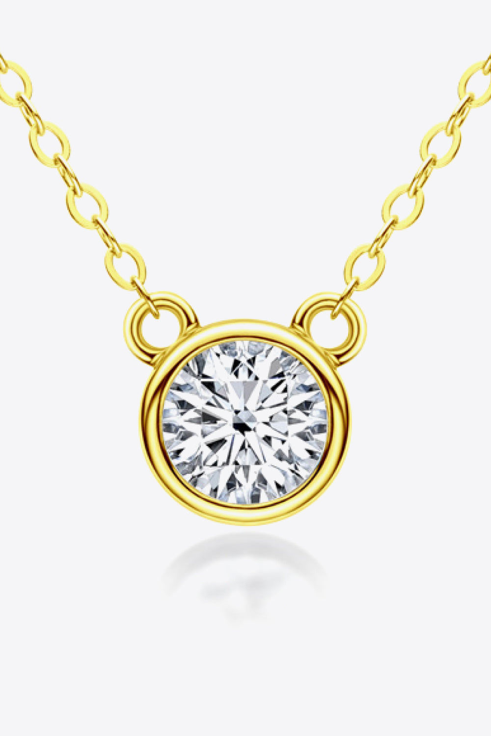 1 Carat Moissanite Necklace 925 Sterling Silver Round Pendant - Minimalist Jewelry gold plated
