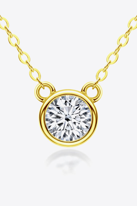 1 Carat Moissanite Necklace 925 Sterling Silver Round Pendant - Minimalist Jewelry gold plated