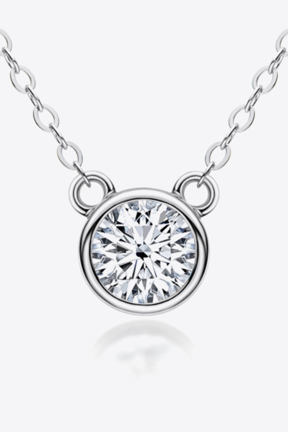 1 Carat Moissanite Necklace 925 Sterling Silver Round Pendant - Minimalist Jewelry platinum