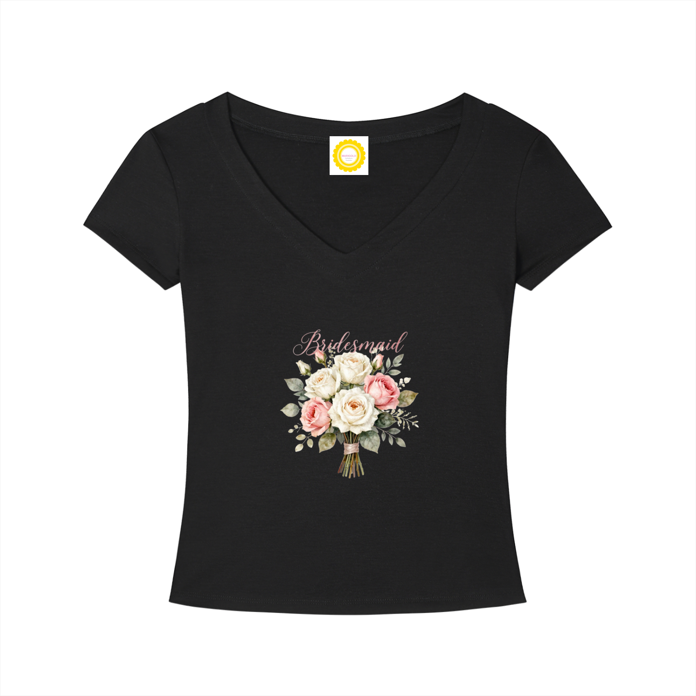'Bridesmaid' Posy Tencel Slim Fit V-Neck T-Shirt