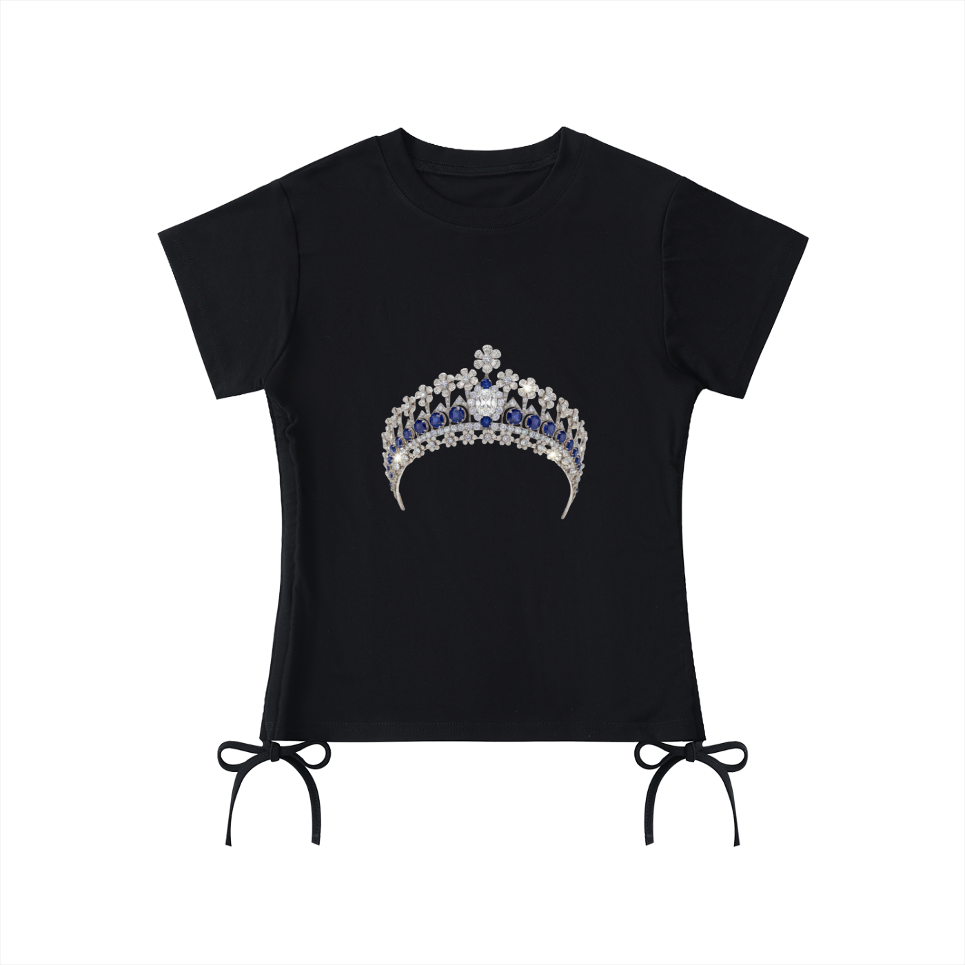 Sapphire Blue Tiara Print Drawstring T-Shirt