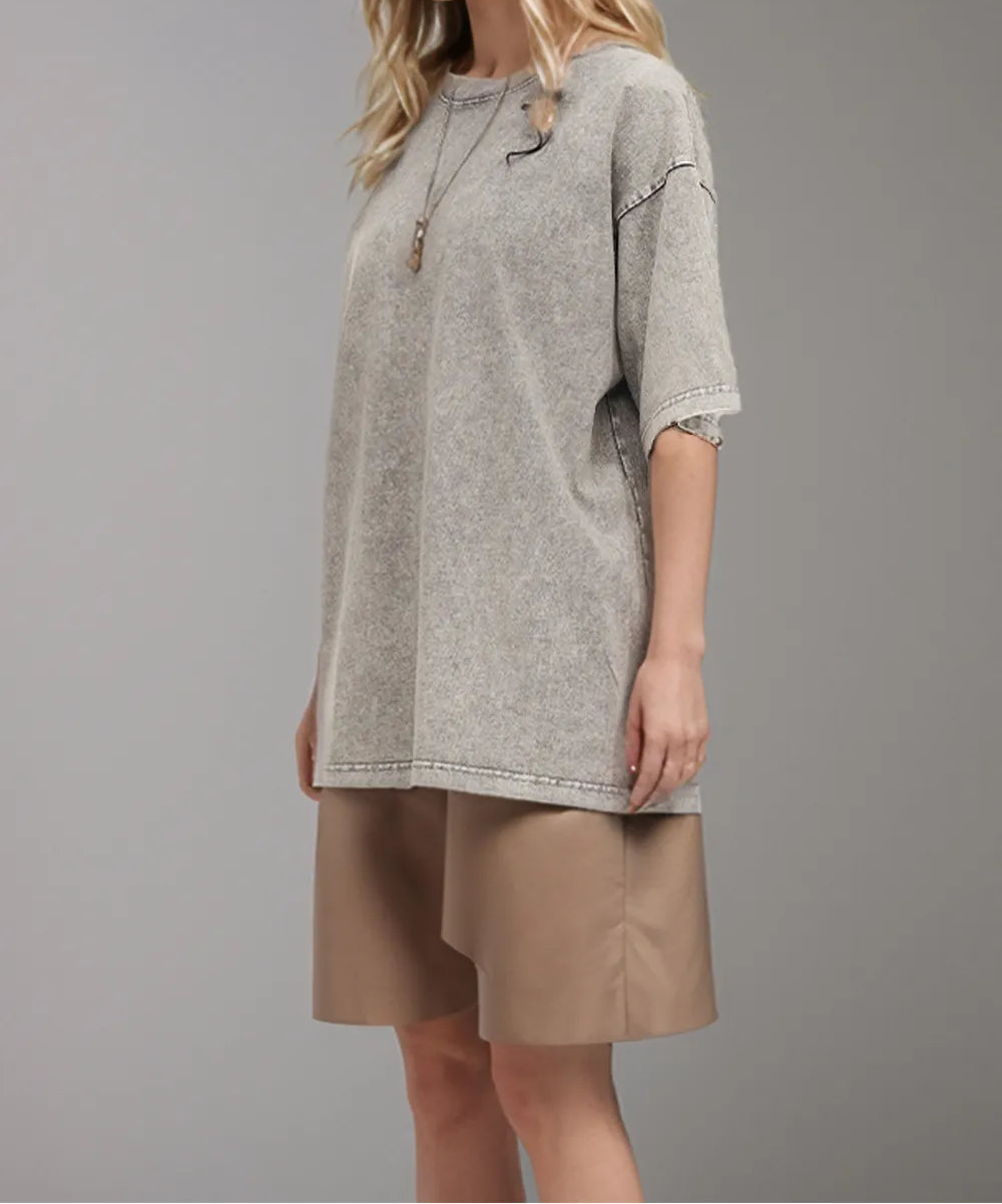 Marigold Collections Australia vintage-look cotton T-shirt, casual tops with distressed fabric and classic fit, front view image