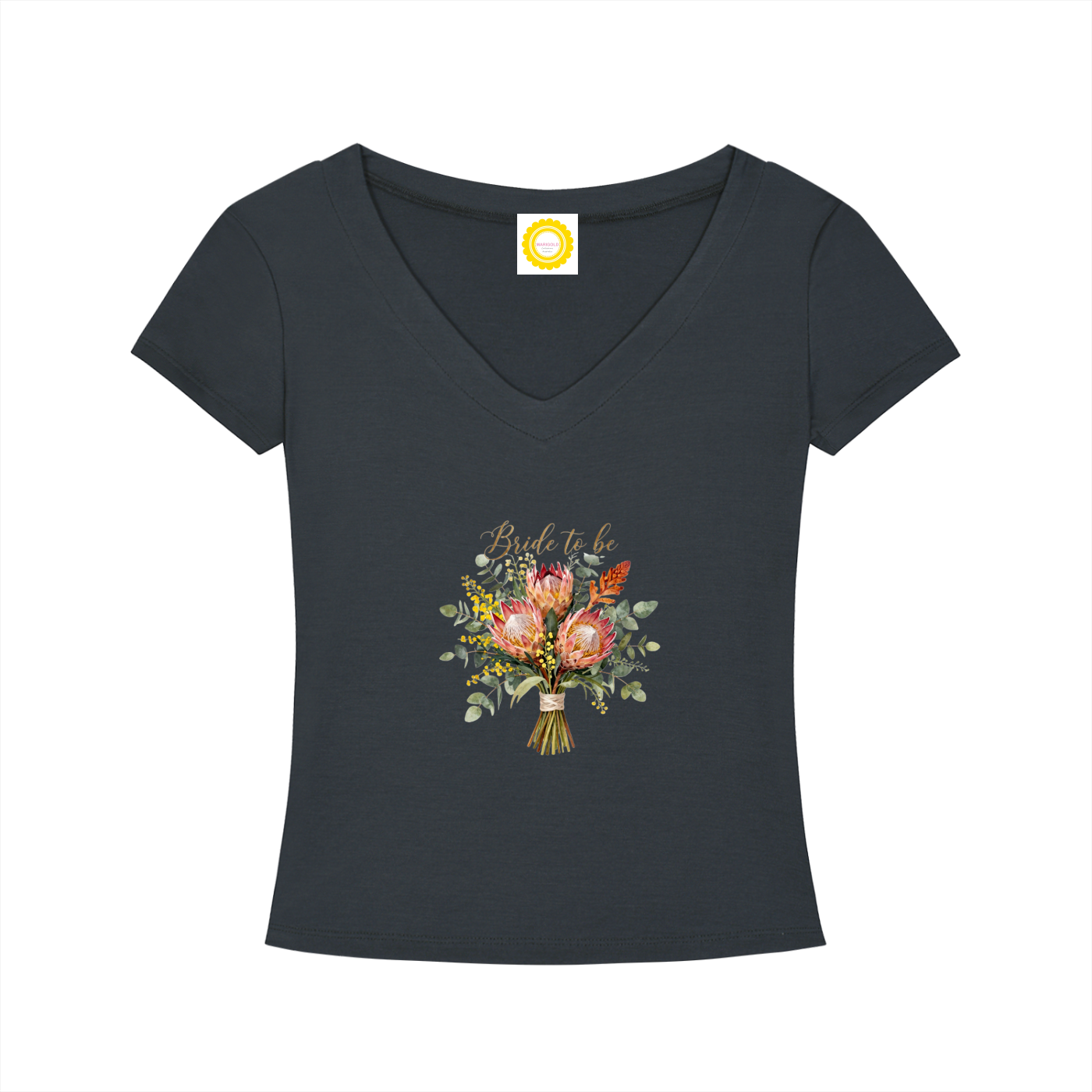 'Bride to be' Aussie Posy Tencel Slim Fit V-Neck T-Shirt - MARIGOLD COLLECTIONS AUSTRALIA