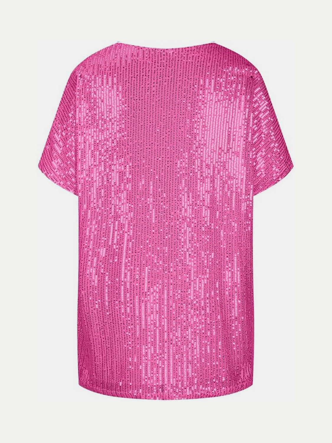 Full Size Sequin V-Neck Short Sleeve Top - MARIGOLD 