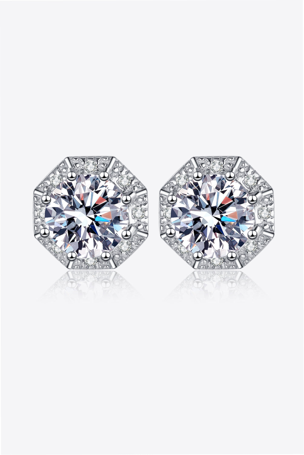 2 Carat Moissanite Stud Earrings Sterling Silver | Diamond Alternative