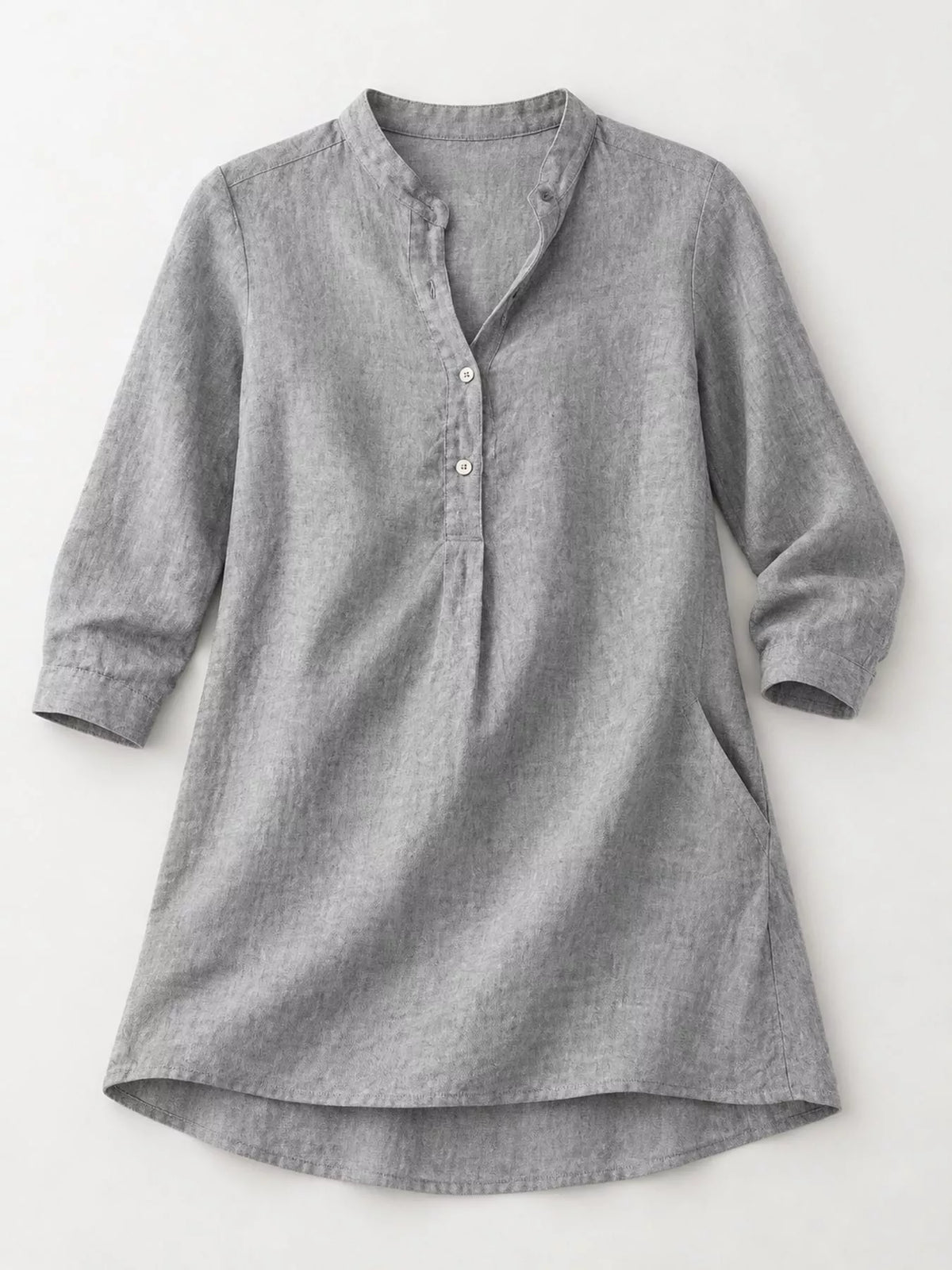 Marigold Collections Australia half button pocketed 3/4 sleeve blouse with front pockets and relaxed fit, in a stylish soft fabric.