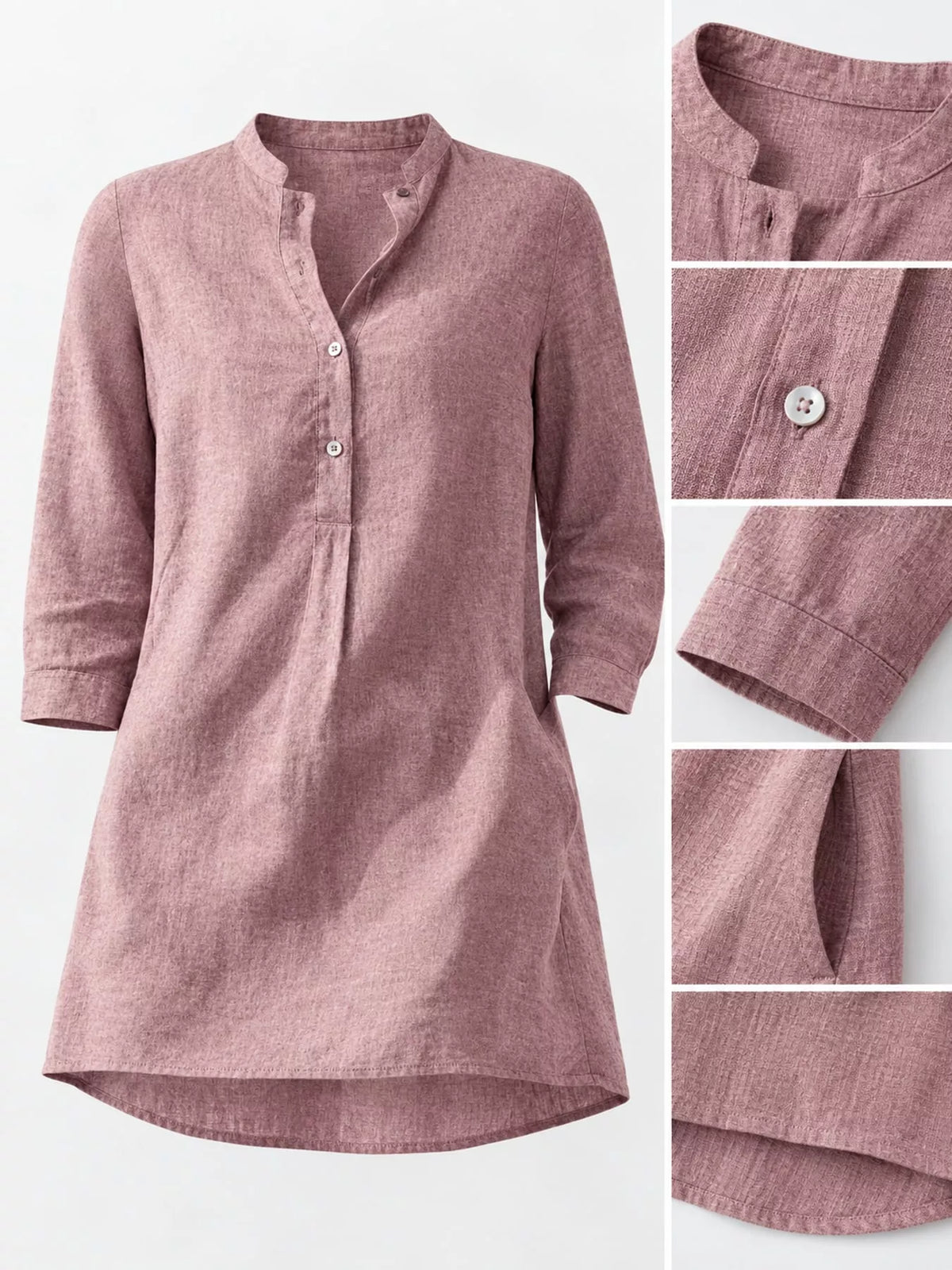 Marigold Collections Australia half-button pocketed 3/4 sleeve blouse with a relaxed fit and stylish design.