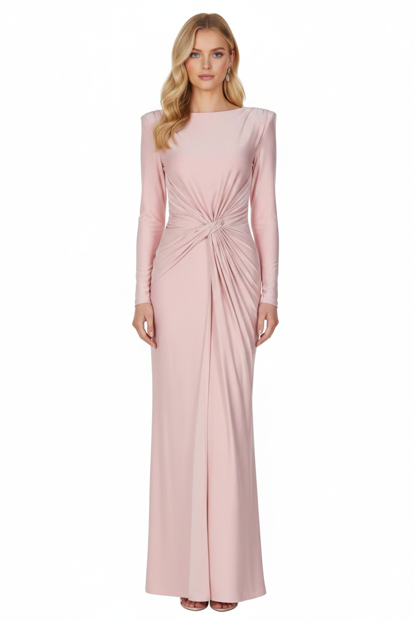 Twist Detail Long Sleeve Maxi Dress