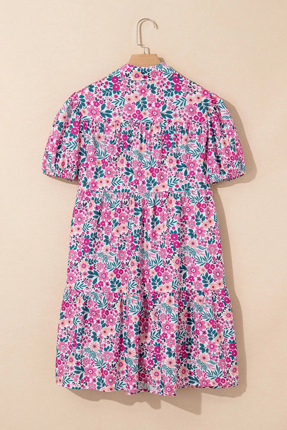 Floral short sleeve mini shirt dress by Marigold Collections Australia, featuring a vibrant floral pattern and casual fit.