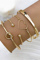 Gold Love Geometric Cross Plated Bracelet 4-piece Set