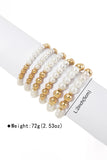 White 5pcs Pearl Plated Beaded Bracelet Set