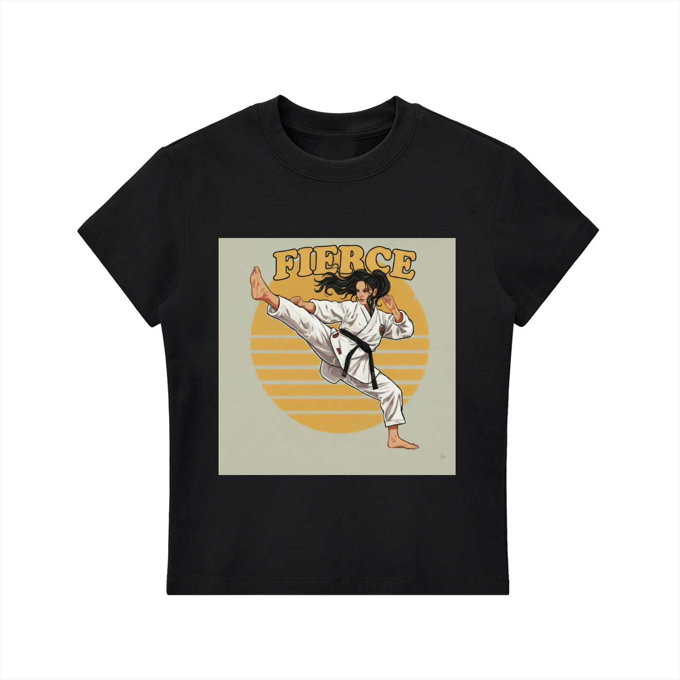 'FIERCE' Essential Bodycon Crewneck T-Shirt