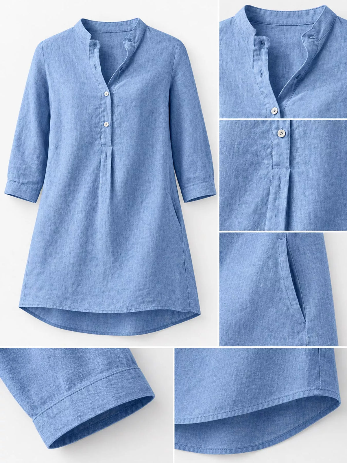 Marigold Collections Australia half button pocketed 3/4 sleeve blouse, casual tops with chest pocket and button details