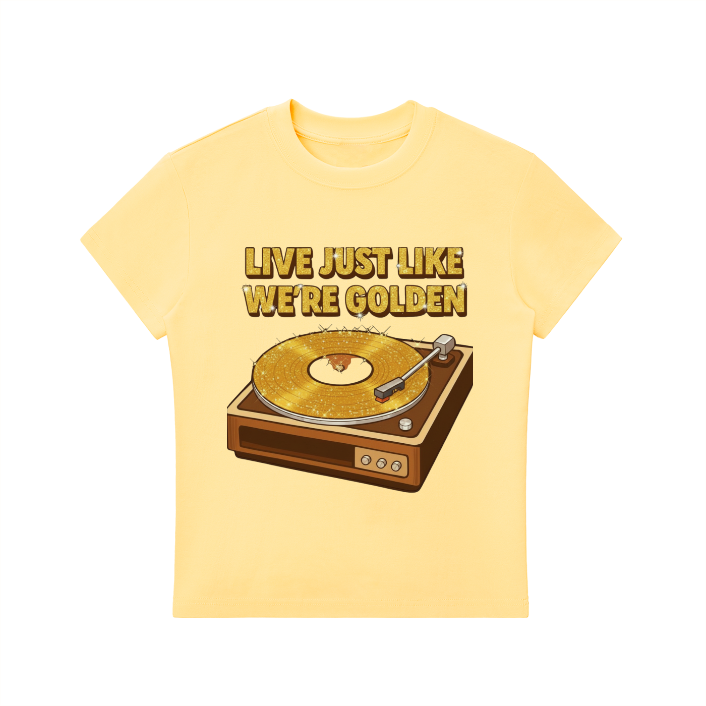 'LIVE JUST LIKE WE'RE GOLDEN' Essential Bodycon Crewneck T-Shirt