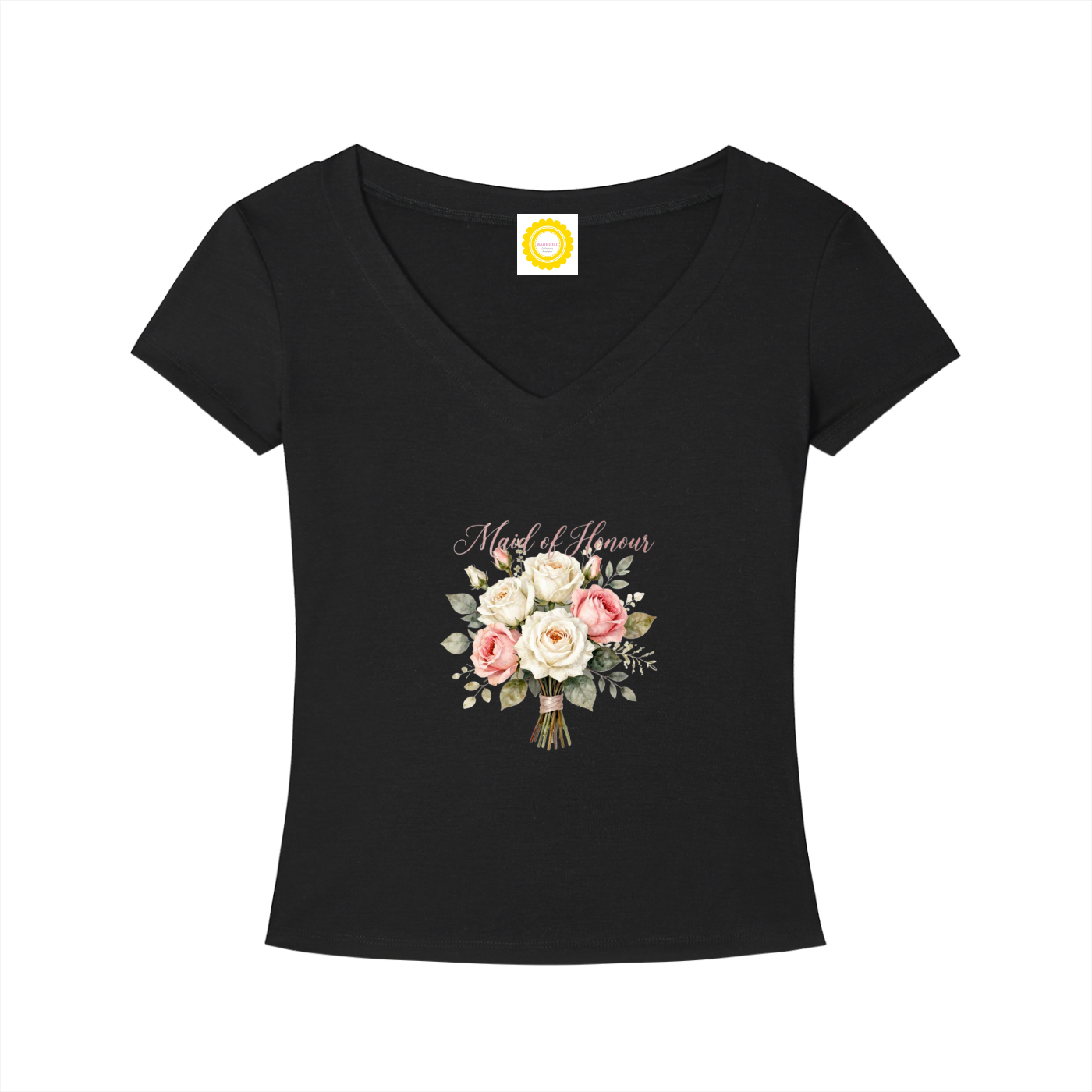 'Maid of Honour' Posy Tencel Slim Fit V-Neck T-Shirt