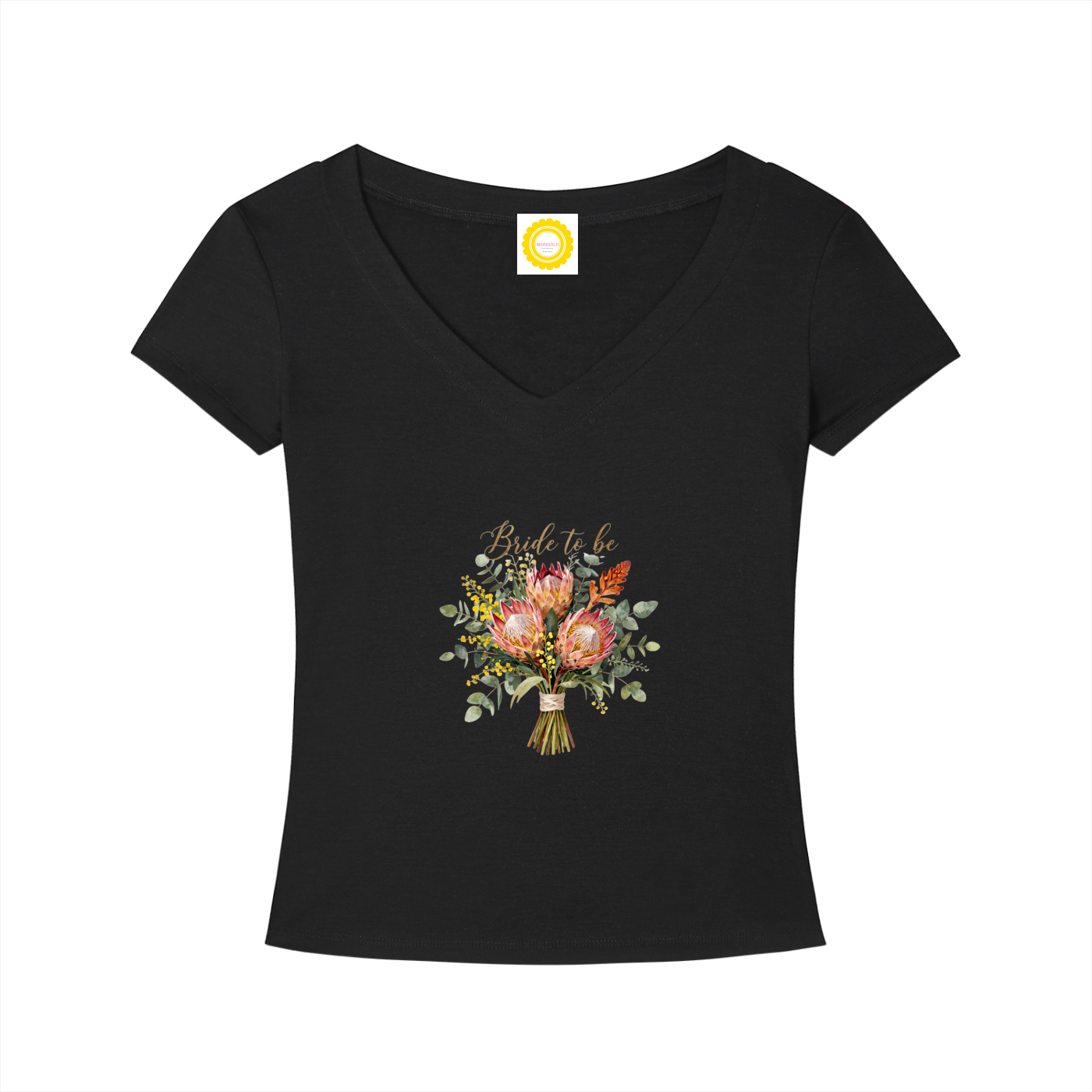 'Bride to be' Aussie Posy Tencel Slim Fit V-Neck T-Shirt - MARIGOLD COLLECTIONS AUSTRALIA