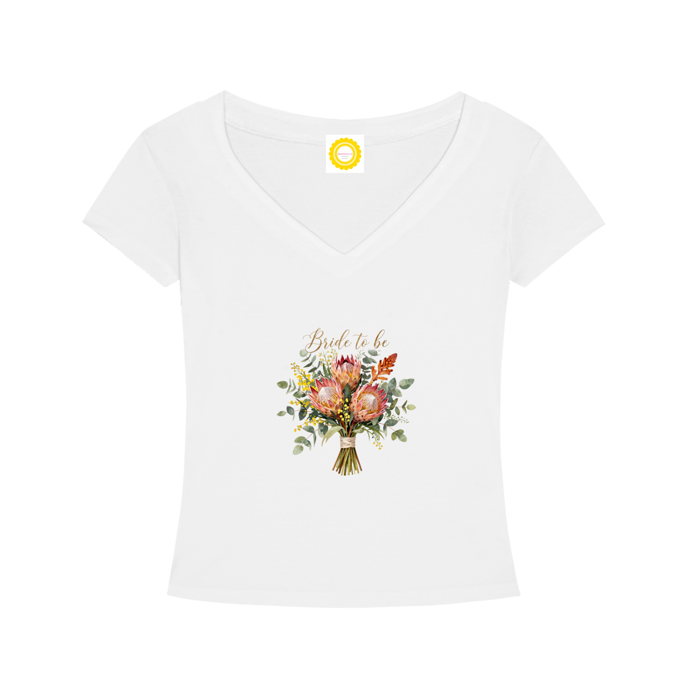 'Bride to be' Aussie Posy Tencel Slim Fit V-Neck T-Shirt - MARIGOLD COLLECTIONS AUSTRALIA