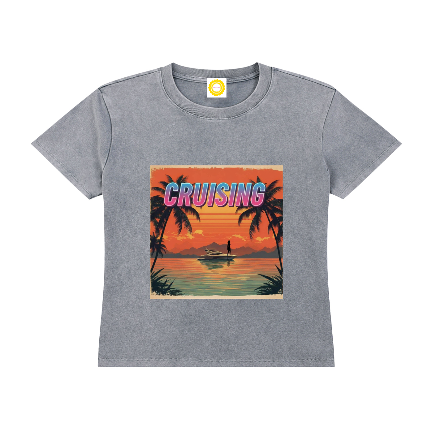 'CRUISING' Vintage Wash Drop Shoulder T-shirt - MARIGOLD COLLECTIONS AUSTRALIA