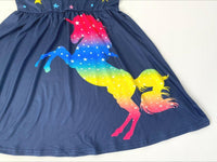 Girls Unicorn Dress Girls' Colorful Unicorn & Stars Print Dress