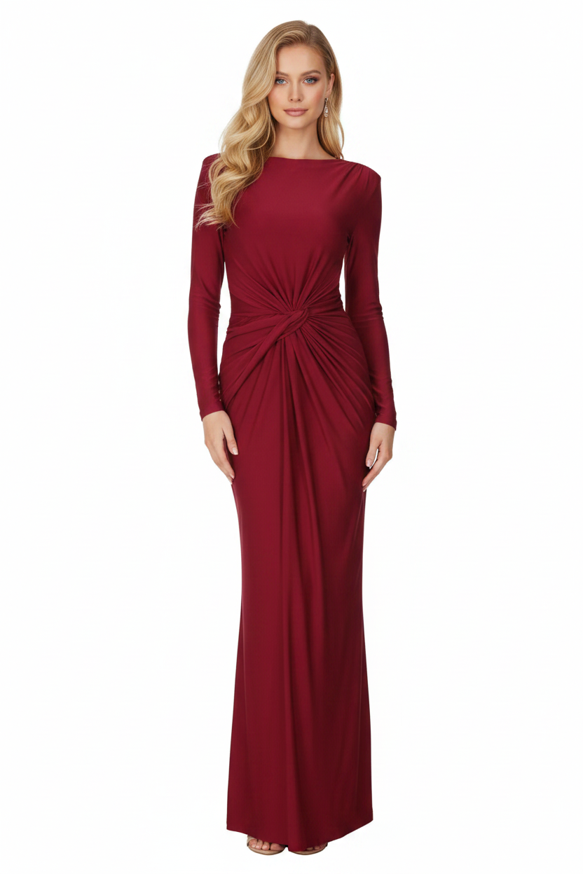 Twist Detail Long Sleeve Maxi Dress