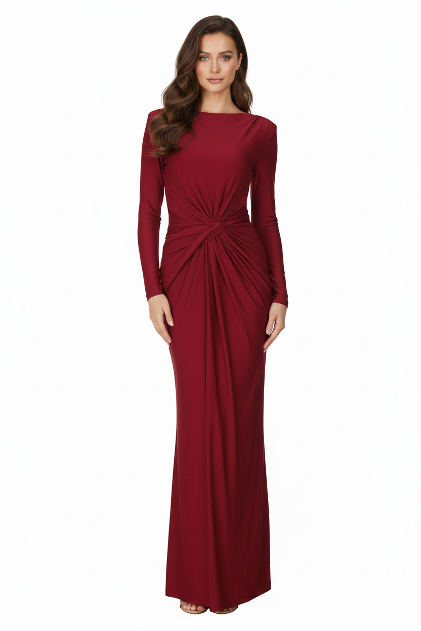 Twist Detail Long Sleeve Maxi Dress