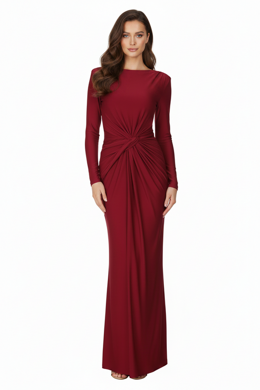 Twist Detail Long Sleeve Maxi Dress